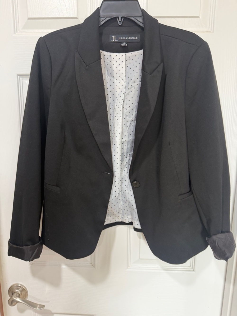 Jules & Leopold Black Blazer with Polka Dot Lining